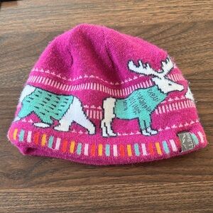 Todler L.L. Bean Kids' Fuchsia Hat with Animal Pattern